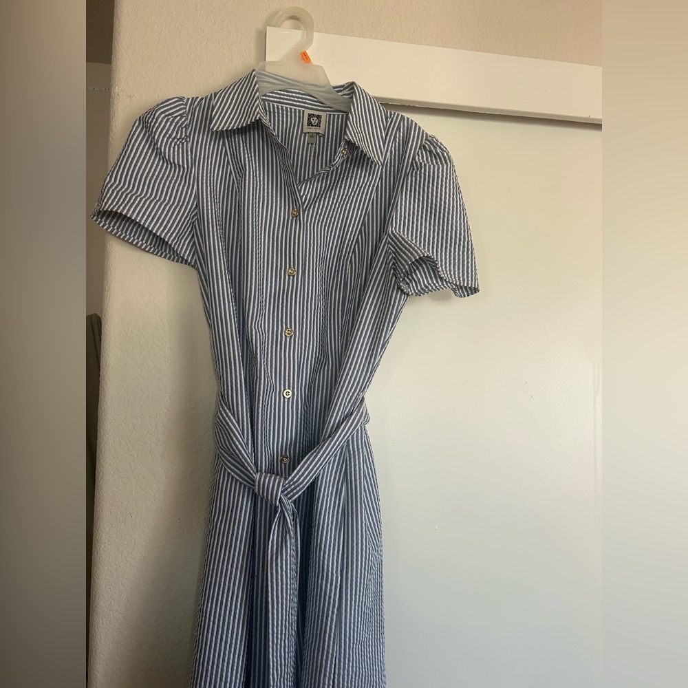 Anne Klein Blue and White Striped Dress